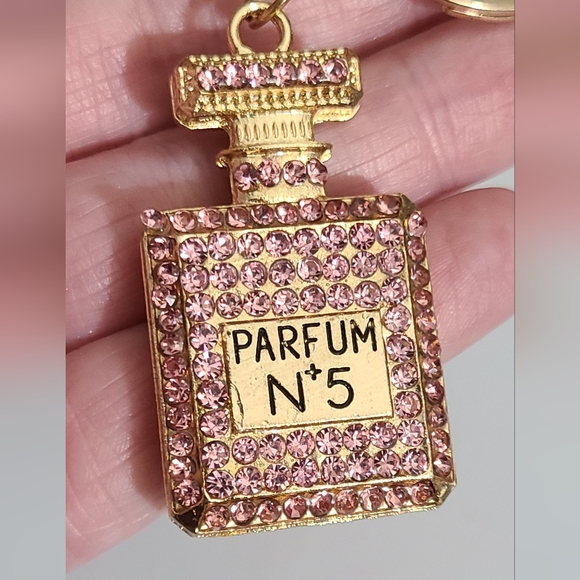 Perfume crystal pink Keychain purse charm bag rhinestones bling NEW necklace cha - Picture 2 of 5